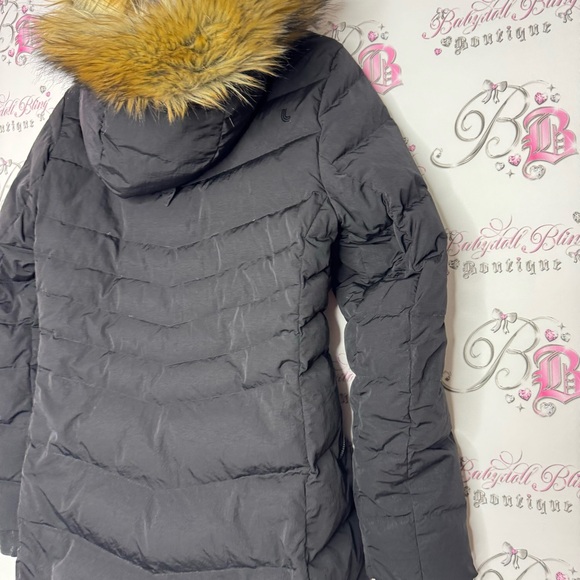 LOLE coat jacket parka feather duck down puffer long style past bum fur hood - Picture 7 of 15